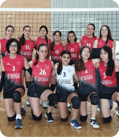 fotograia de equipo del cadete femenino blanco del club voleibol picassent